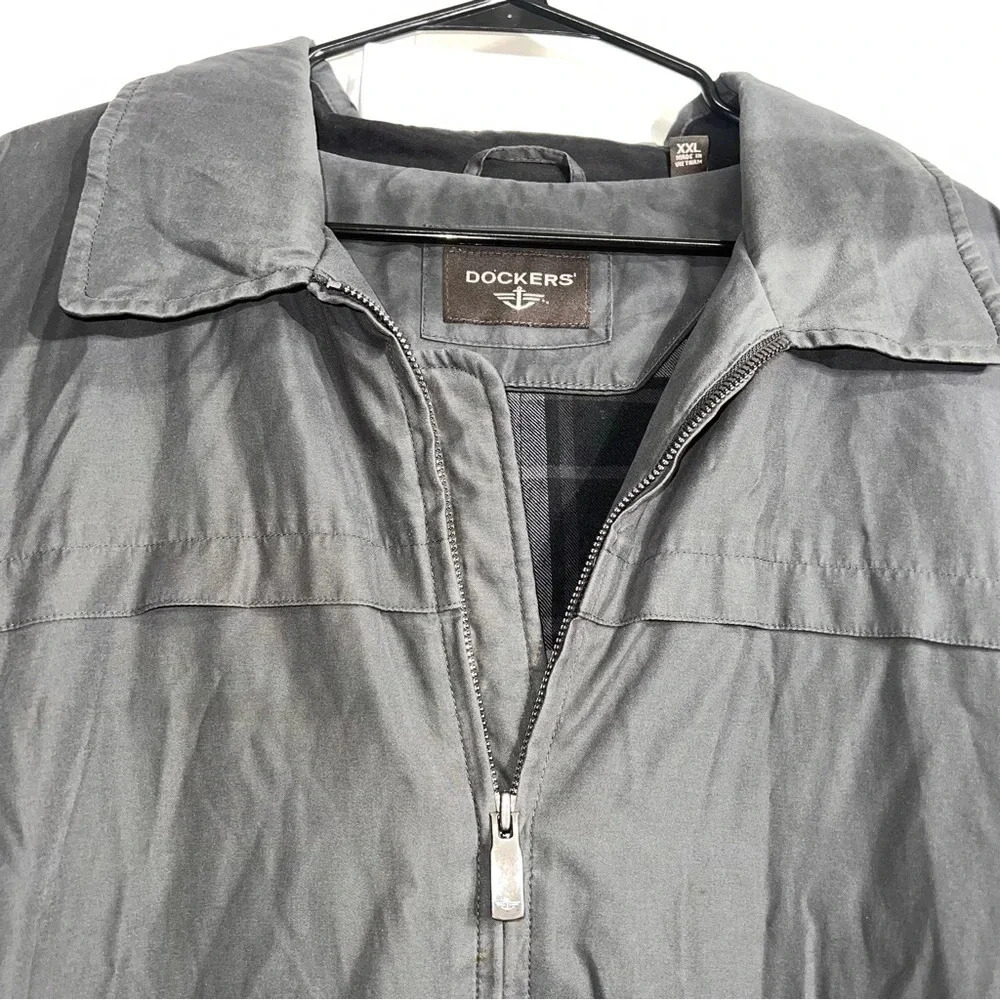 Dockers Iron Grey Men’s Jacket Size XXL Plaid Lined Zip Up‎ Front - Picture 2 of 14